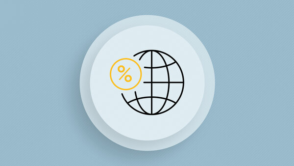 Symbolic image with a globe on which there is a small percent sign.