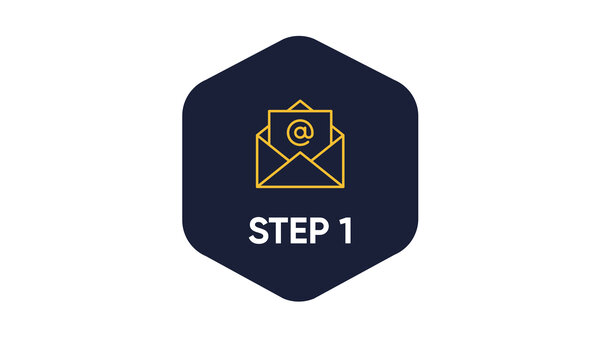 Abbildung zeigt ein E-Mail-Symbol für Schritt 1