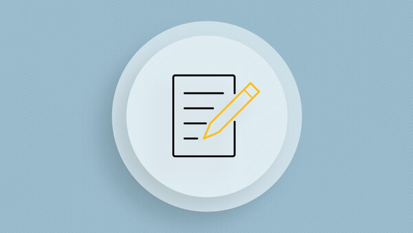 Symbolic image with a sheet of paper, a contract or similar document, and a pen.